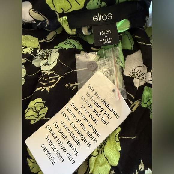 NWT Ellos Two Tier Tunic in Black with Green Print Size L (18-20) - Picture 11 of 13